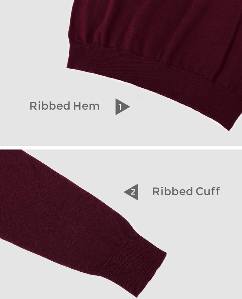 QUALFORT Women's Sweaters Burgundy Crewneck Sweater Pullover Soft Long Sleeve Knitted Jumper Tops Small - Image 4